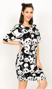 Dámské domácí šaty s krátkým rukávem Velká panda